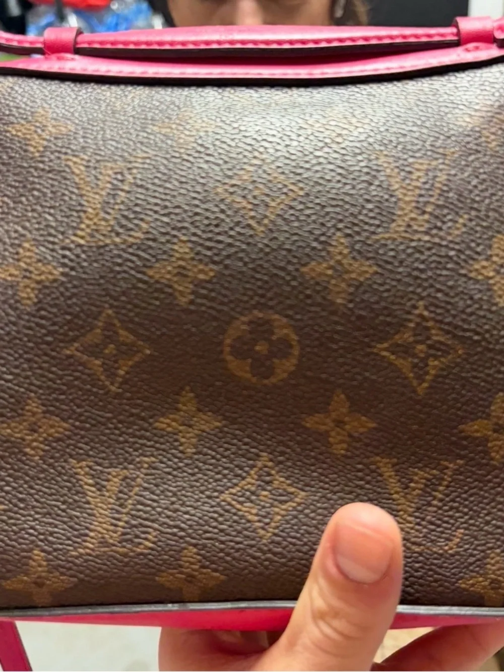 Louis Vuitton Saintonge Monogram Canvas Crossbody Shoulder Bag Pink Tassels